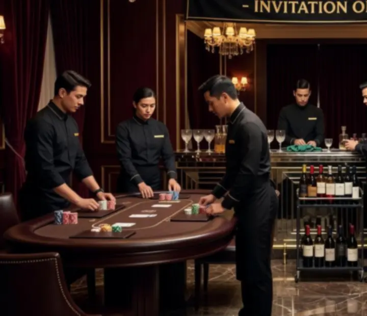 Backstage přípravy luxusní restaurace na pokerový společenský večer