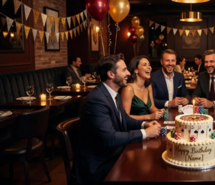 Narozeninová oslava v luxusní restauraci s pokerovým programem