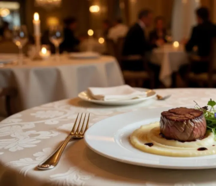 Detail luxusního gastronomického zážitku v moderní restauraci