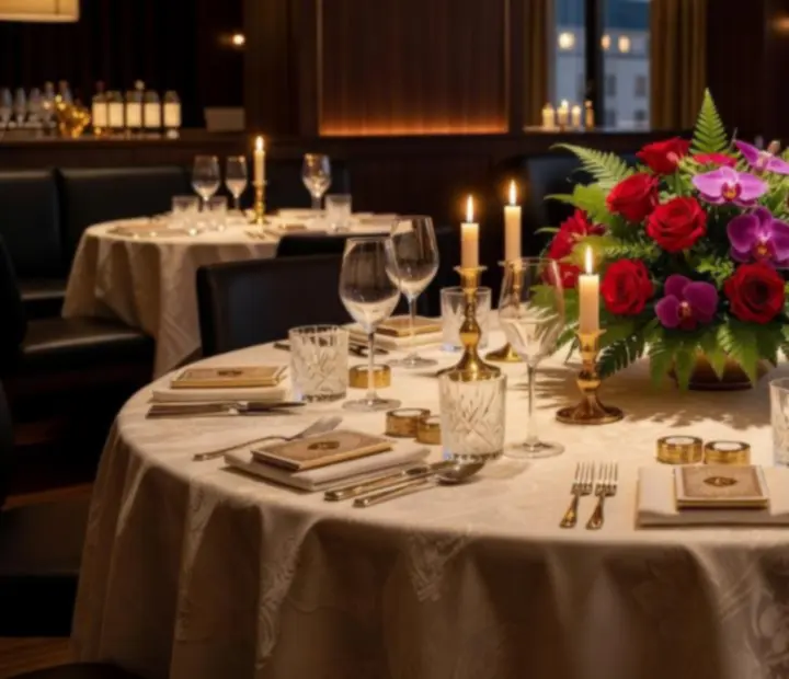 Luxusní výzdoba a atmosféra VIP pokerového večera v restauraci