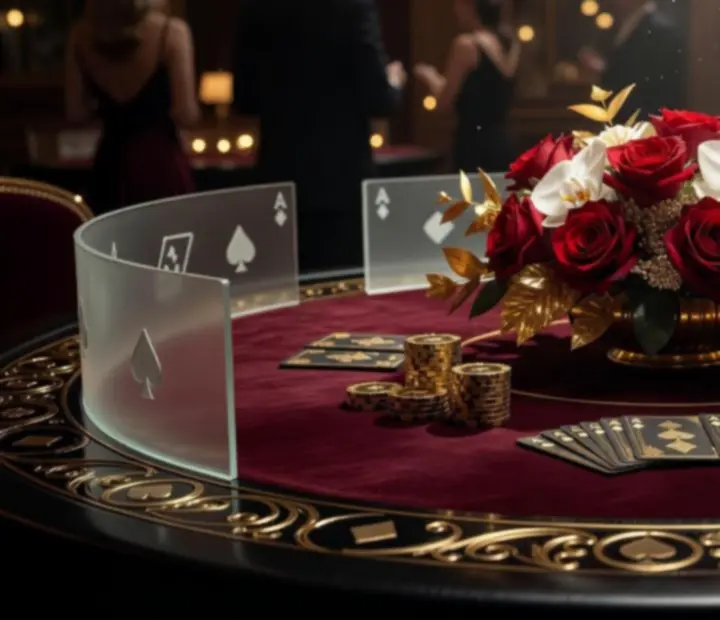 Luxusní atmosféra pokerového večera s designovým osvětlením a dekoracemi