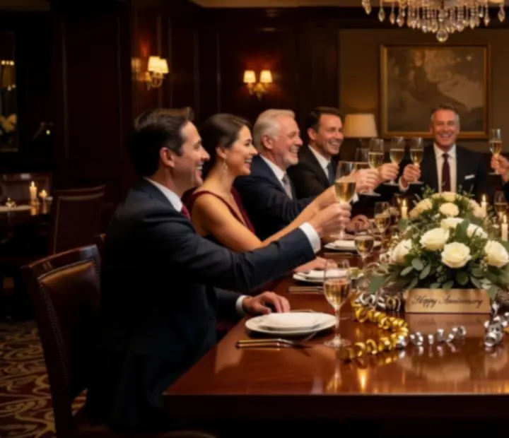 Soukromá oslava narozenin s přáteli u pokerového stolu v elegantní restauraci