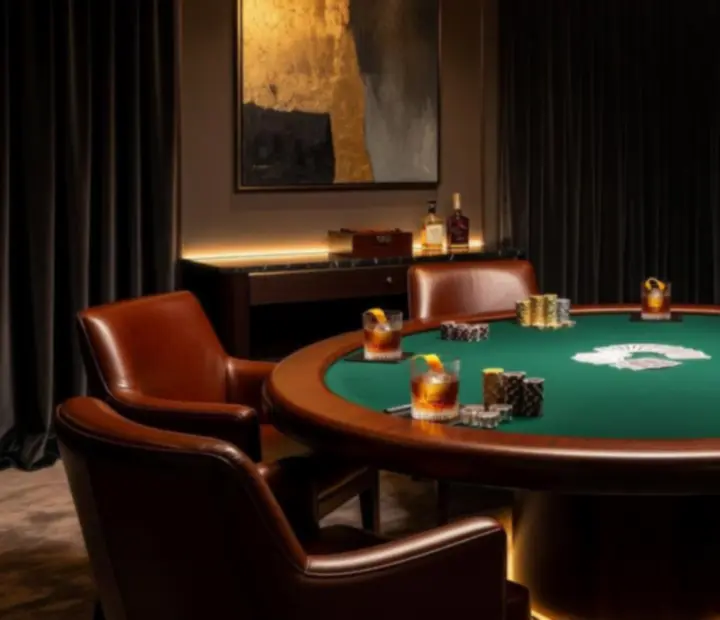 VIP privátní salonek připravený na exkluzivní pokerový večer